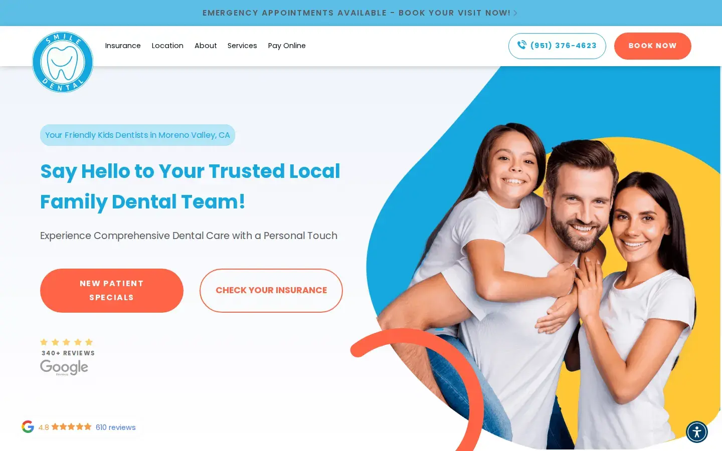 Homepage preview of Smile Dental - Moreno Valley