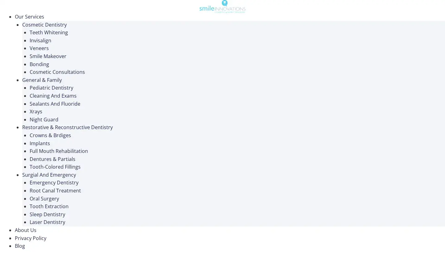 Homepage preview of Smile Innovations