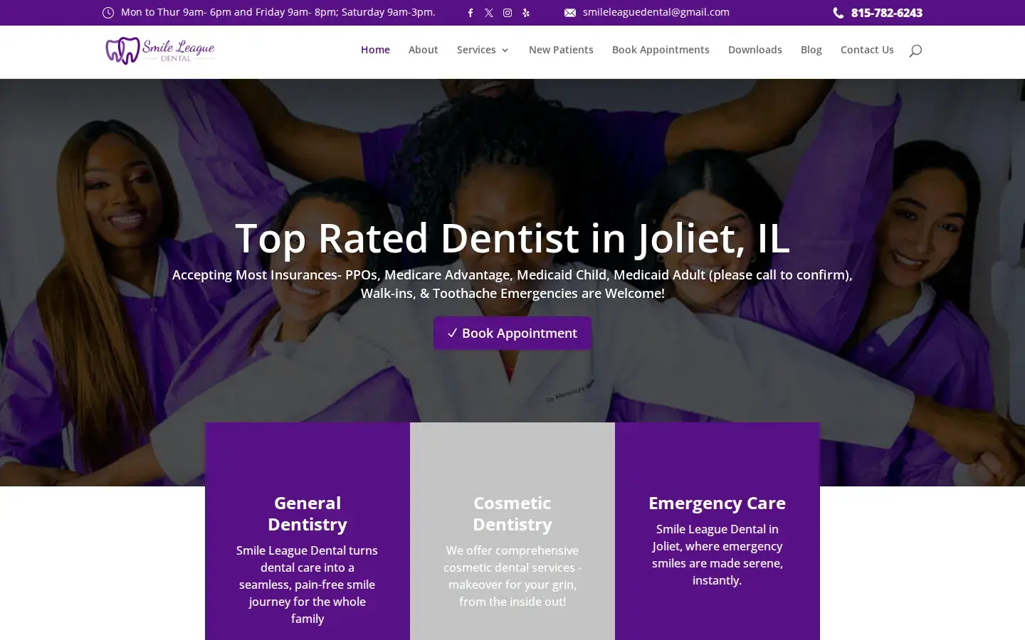 Homepage preview of Smile League Dental