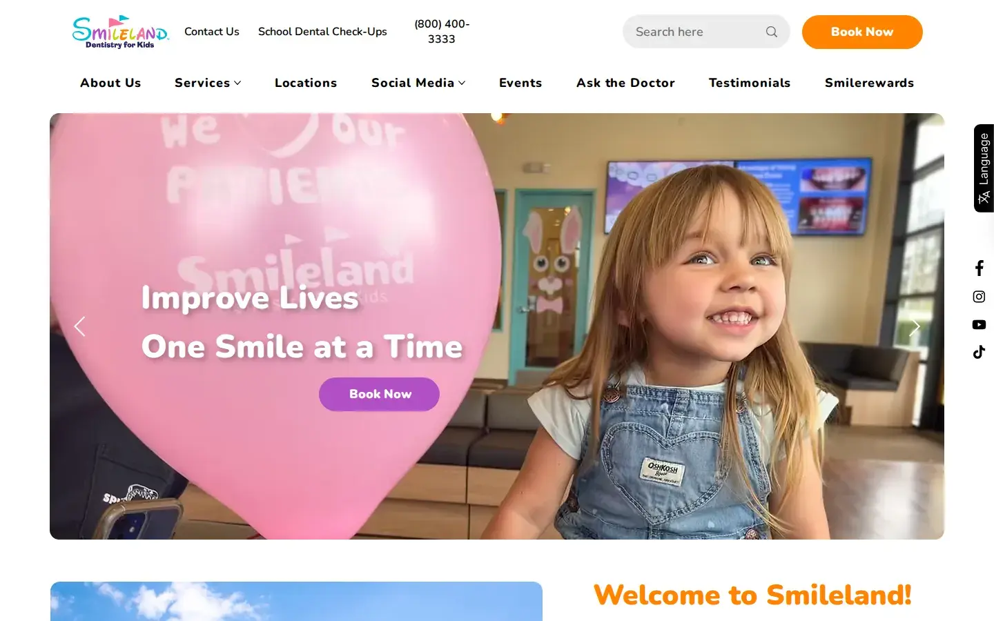 Homepage preview of Smileland Dental