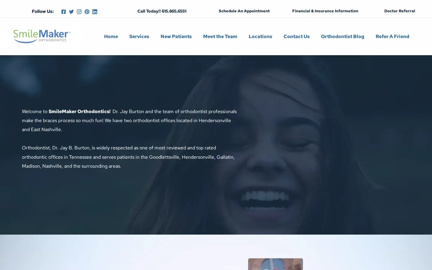 Homepage preview of SmileMaker Orthodontics