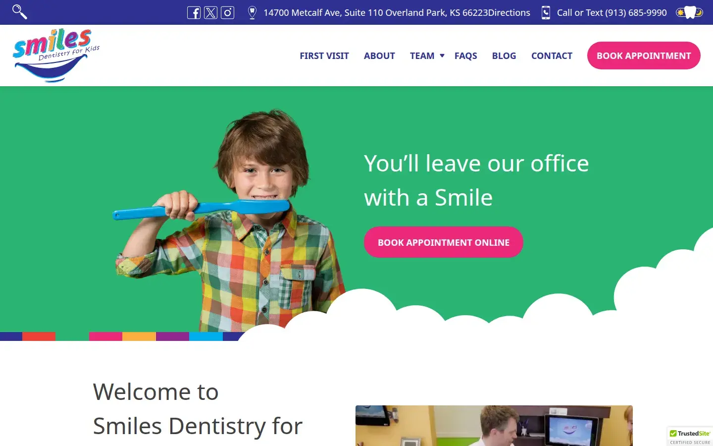 Homepage preview of Smiles Dentistry for Kids