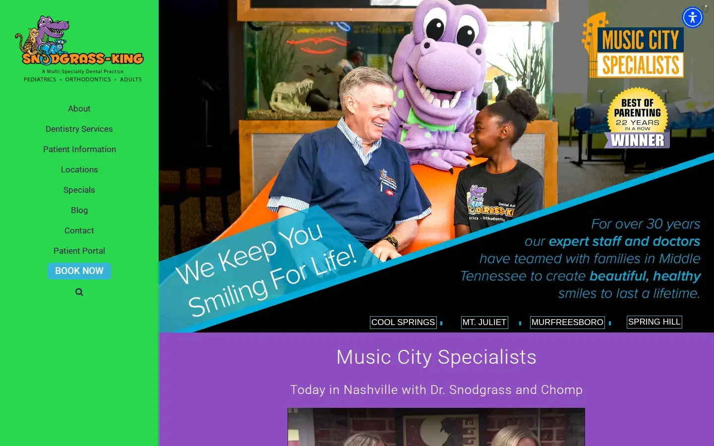 Homepage preview of Snodgrass-King Pediatric Dental Associates