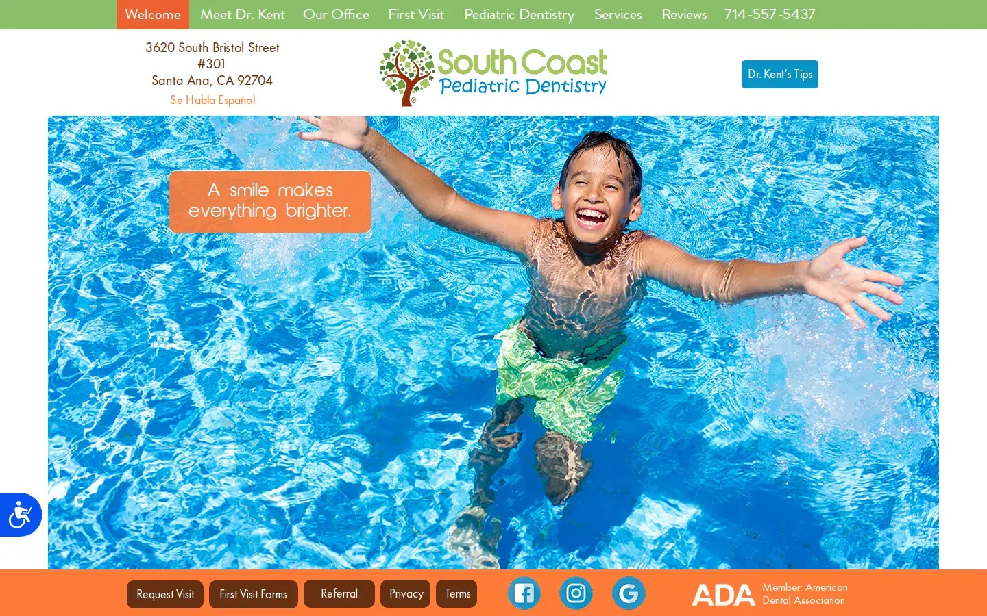 Homepage preview of South Coast Pediatric Dentist