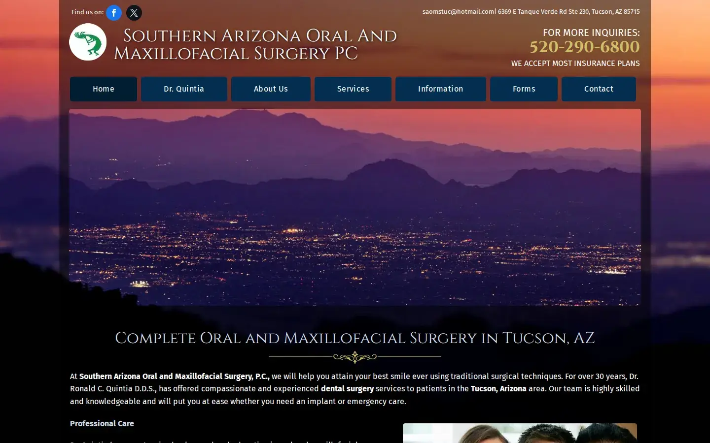 Homepage preview of Southern Arizona Oral & Maxillofacial Surgery PC