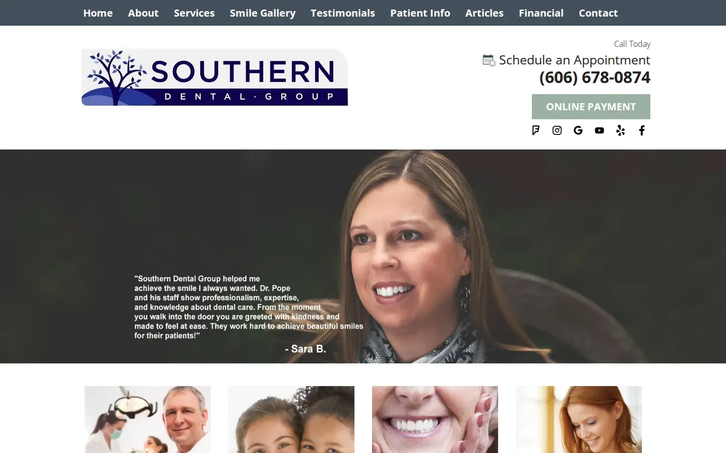 Homepage preview of Southern Dental Group