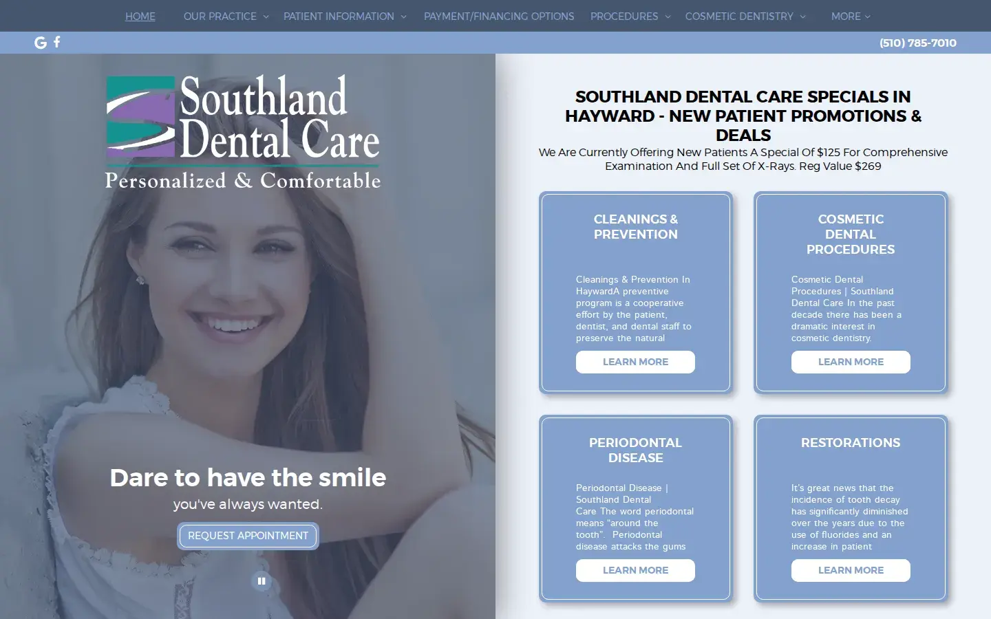 Homepage preview of Southland Dental Care