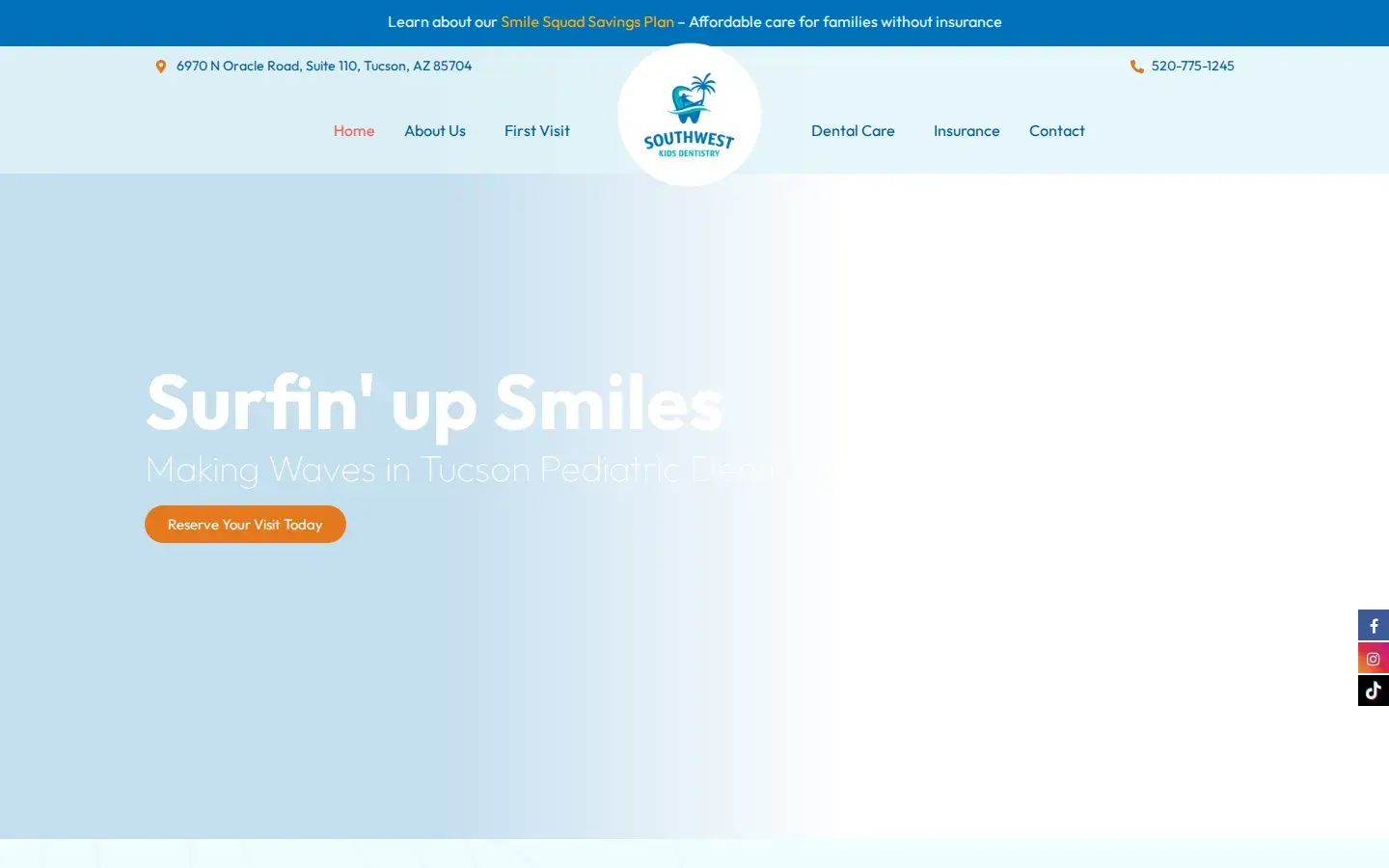 Homepage preview of Southwest Kids Dentistry