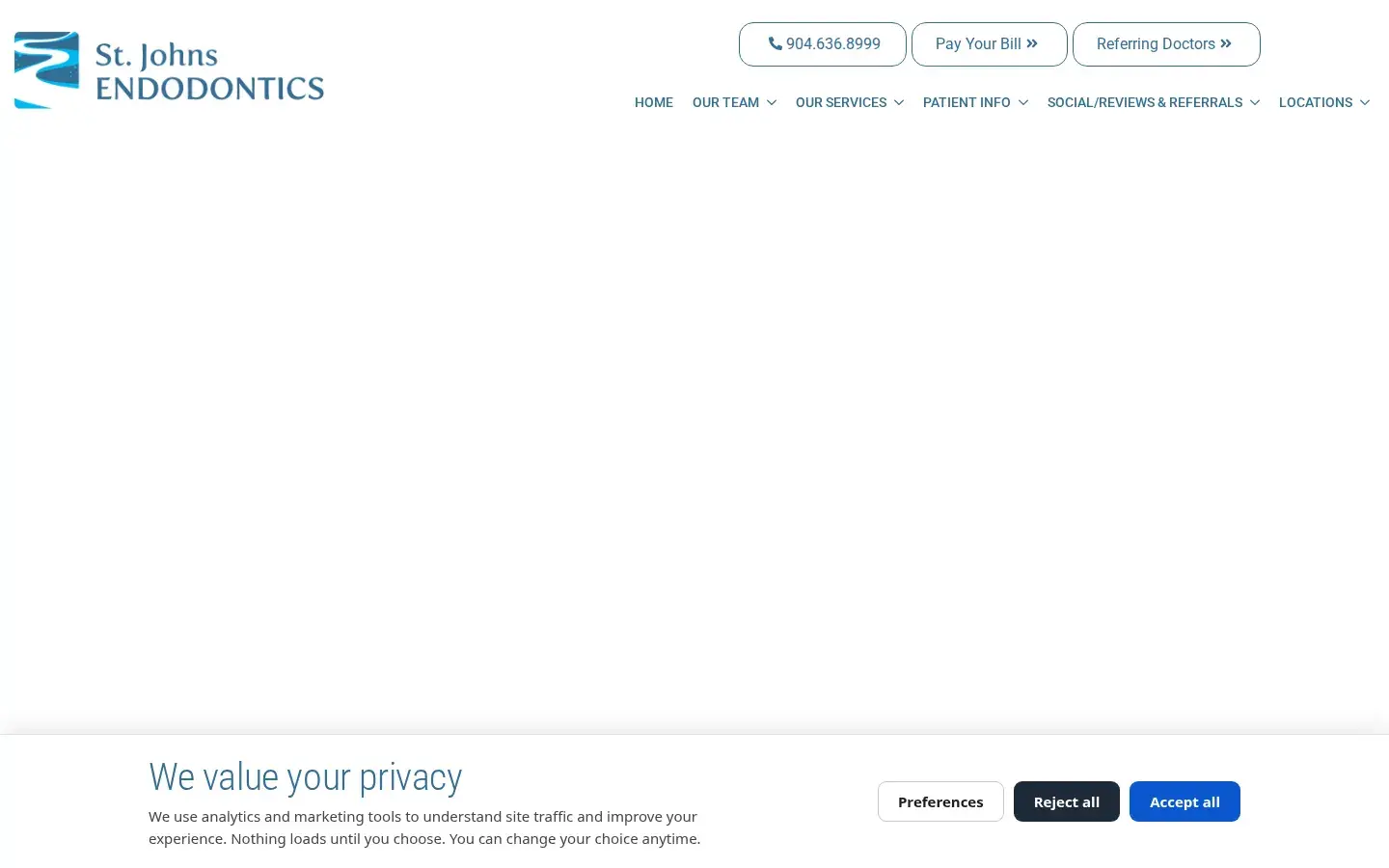 Homepage preview of St. Johns Endodontics, Dr. Sullivan, Dr. Currie and Dr. McClure