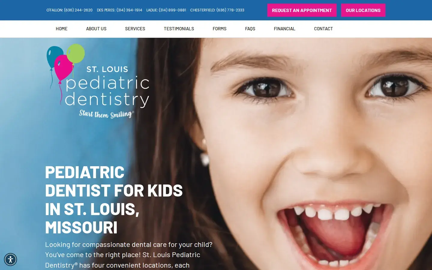 Homepage preview of St. Louis Pediatric Dentistry – Ladue