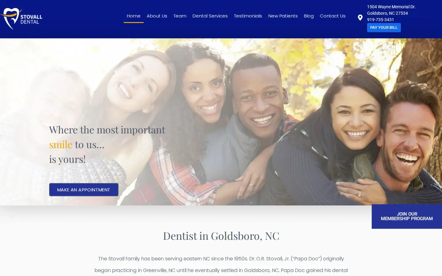 Homepage preview of Stovall Dental