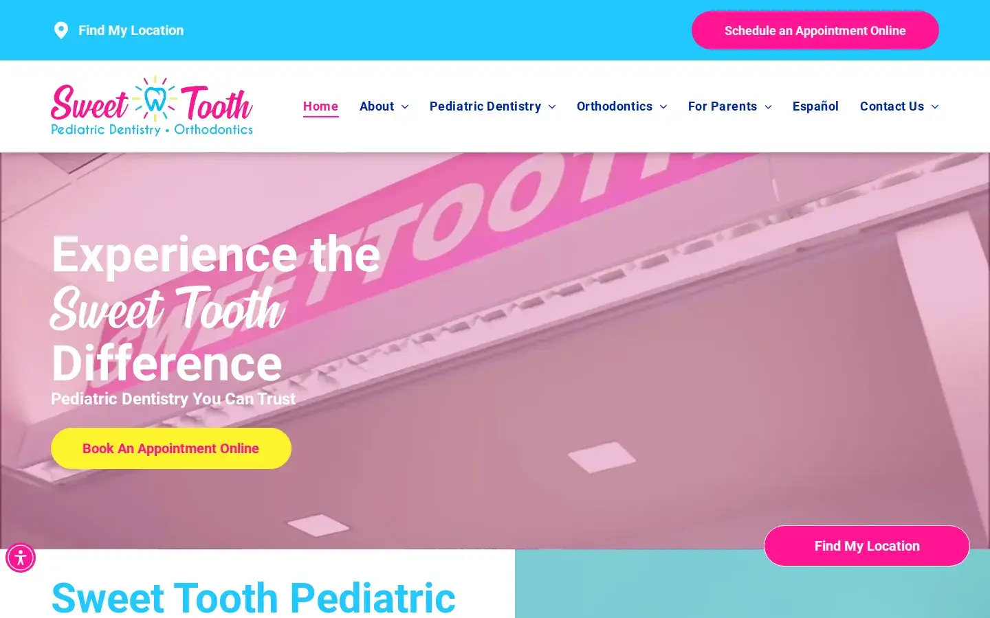 Homepage preview of Sweet Tooth Pediatric Dentistry