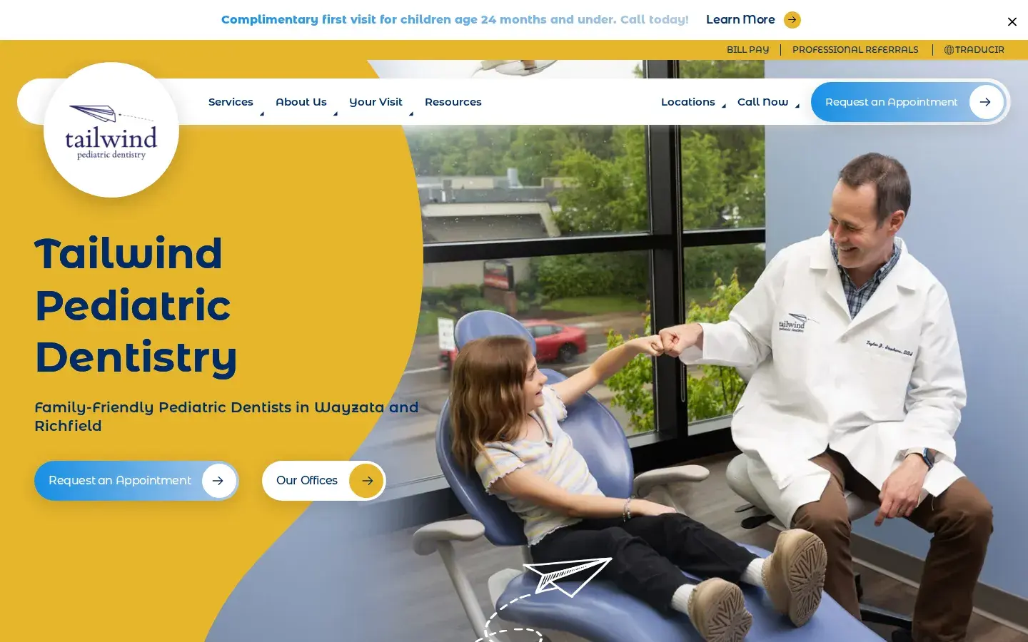 Homepage preview of Tailwind Pediatric Dentistry