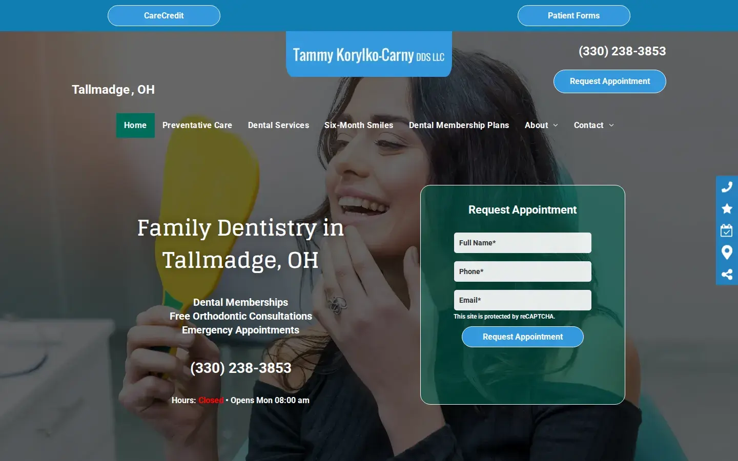 Homepage preview of Tammy Korylko-Carny DDS LLC