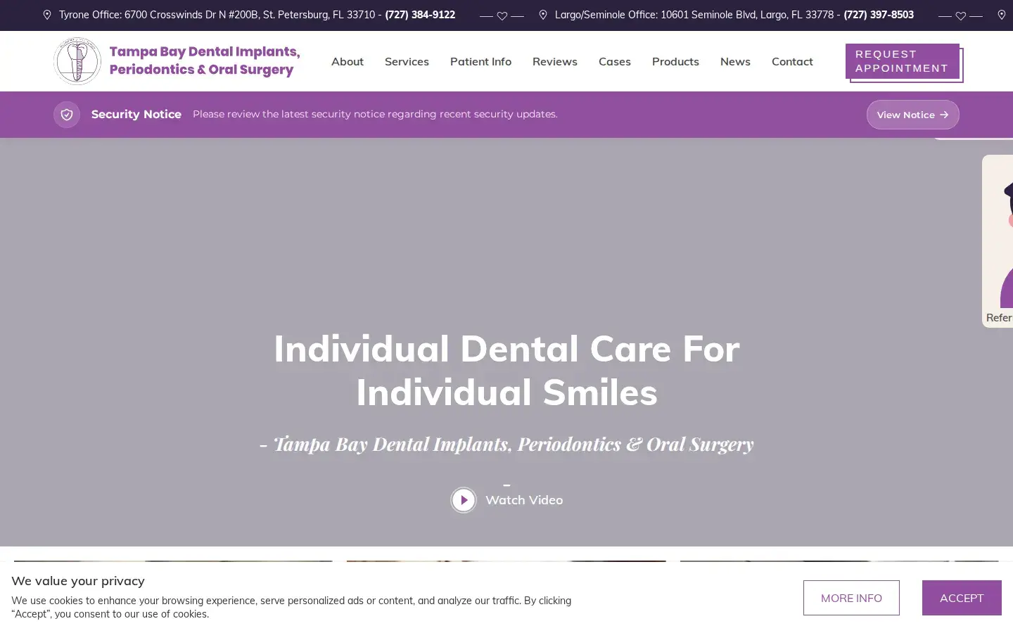 Homepage preview of Tampa Bay Maxillofacial Surgery