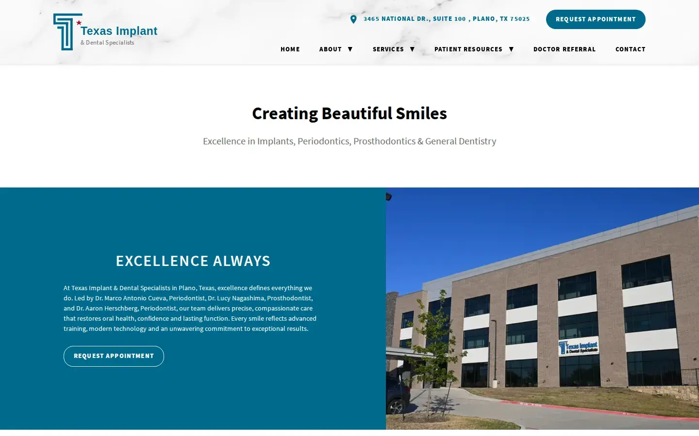 Homepage preview of Texas Implant & Periodontic Center – Dr. Marco Cueva