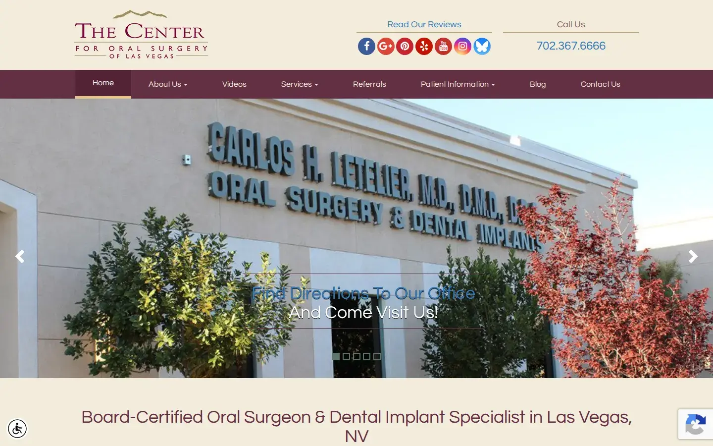 Homepage preview of The Center for Oral Surgery of Las Vegas: Dr. Carlos Letelier