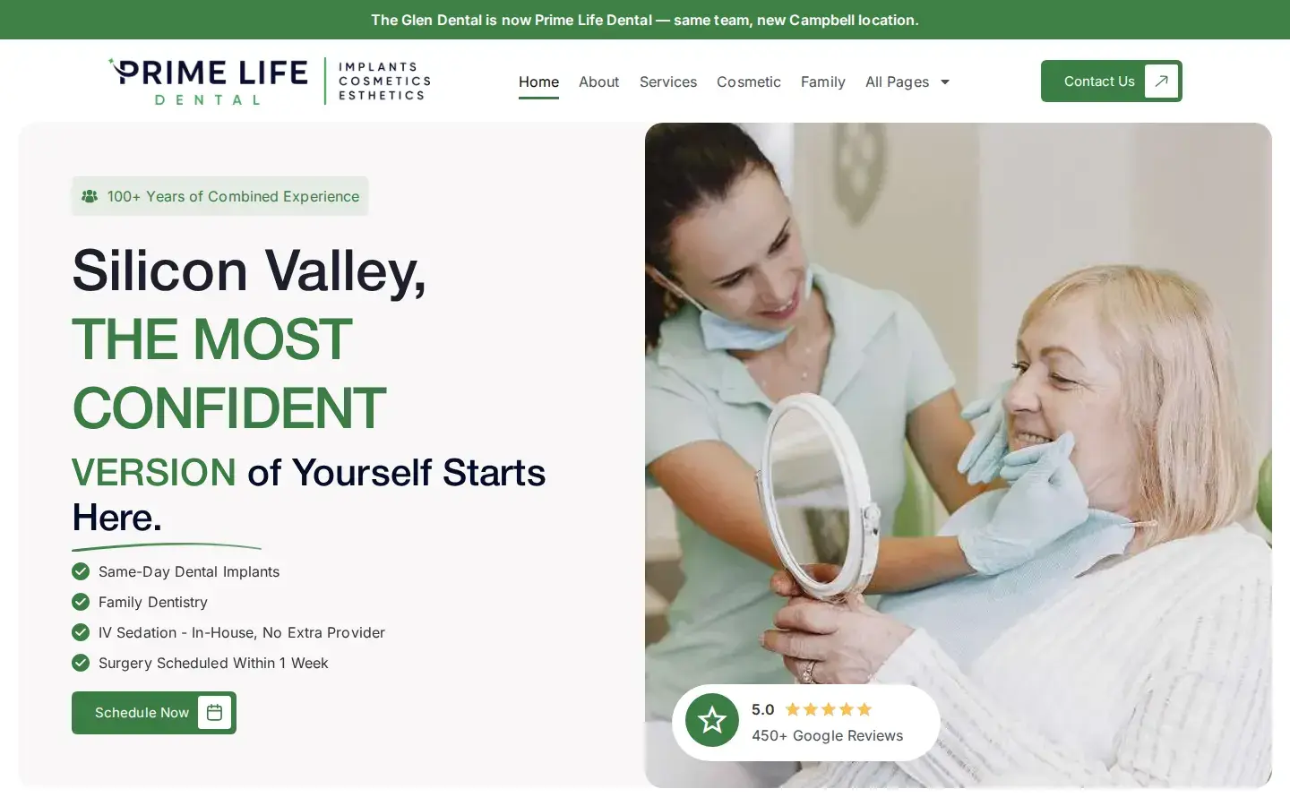 Homepage preview of The Glen Dental - Dental Implants San Jose CA