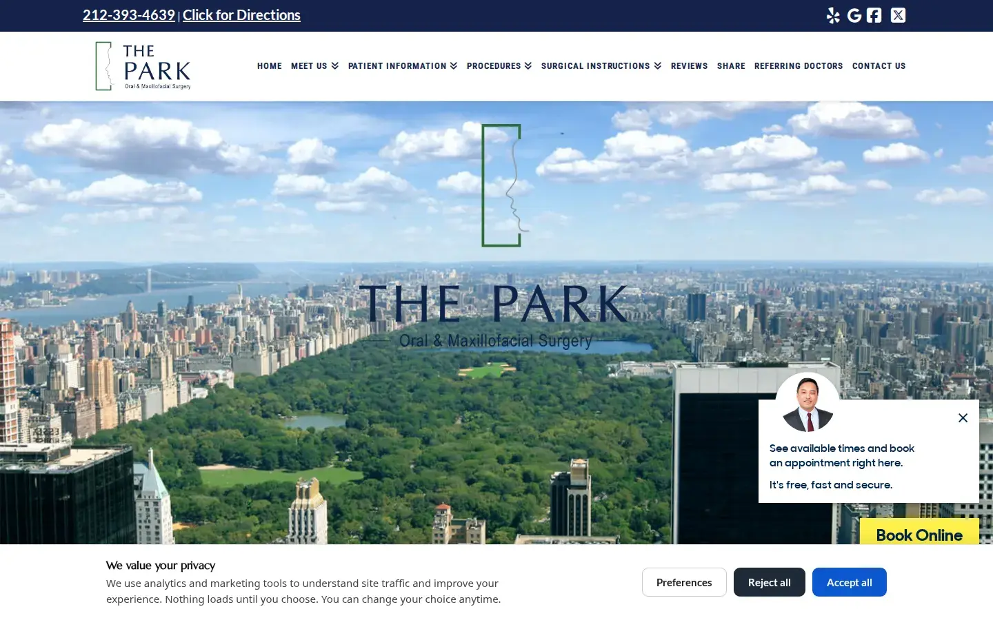 Homepage preview of The Park Oral and Maxillofacial Surgery