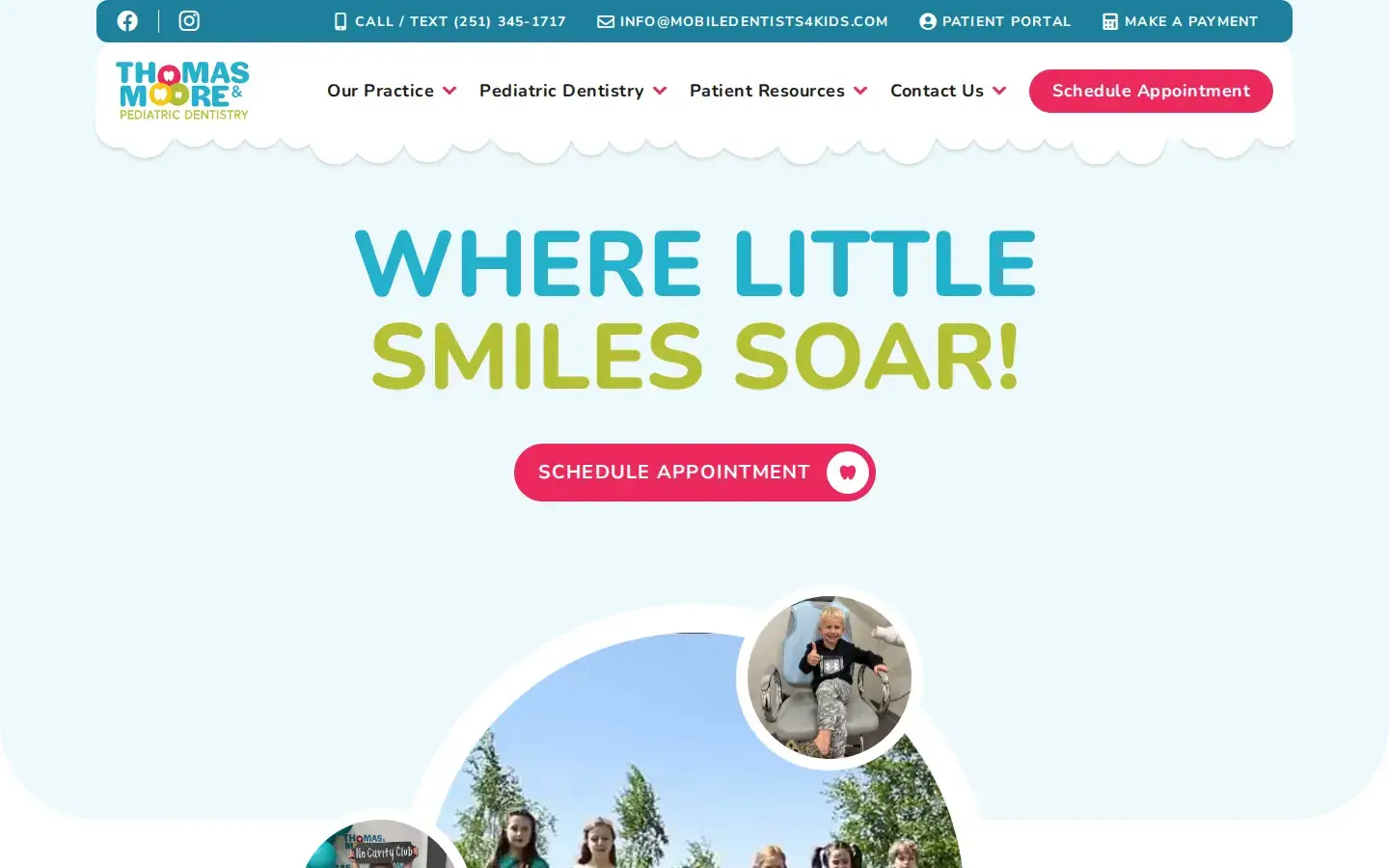Homepage preview of Thomas and Moore Pediatric Dentistry