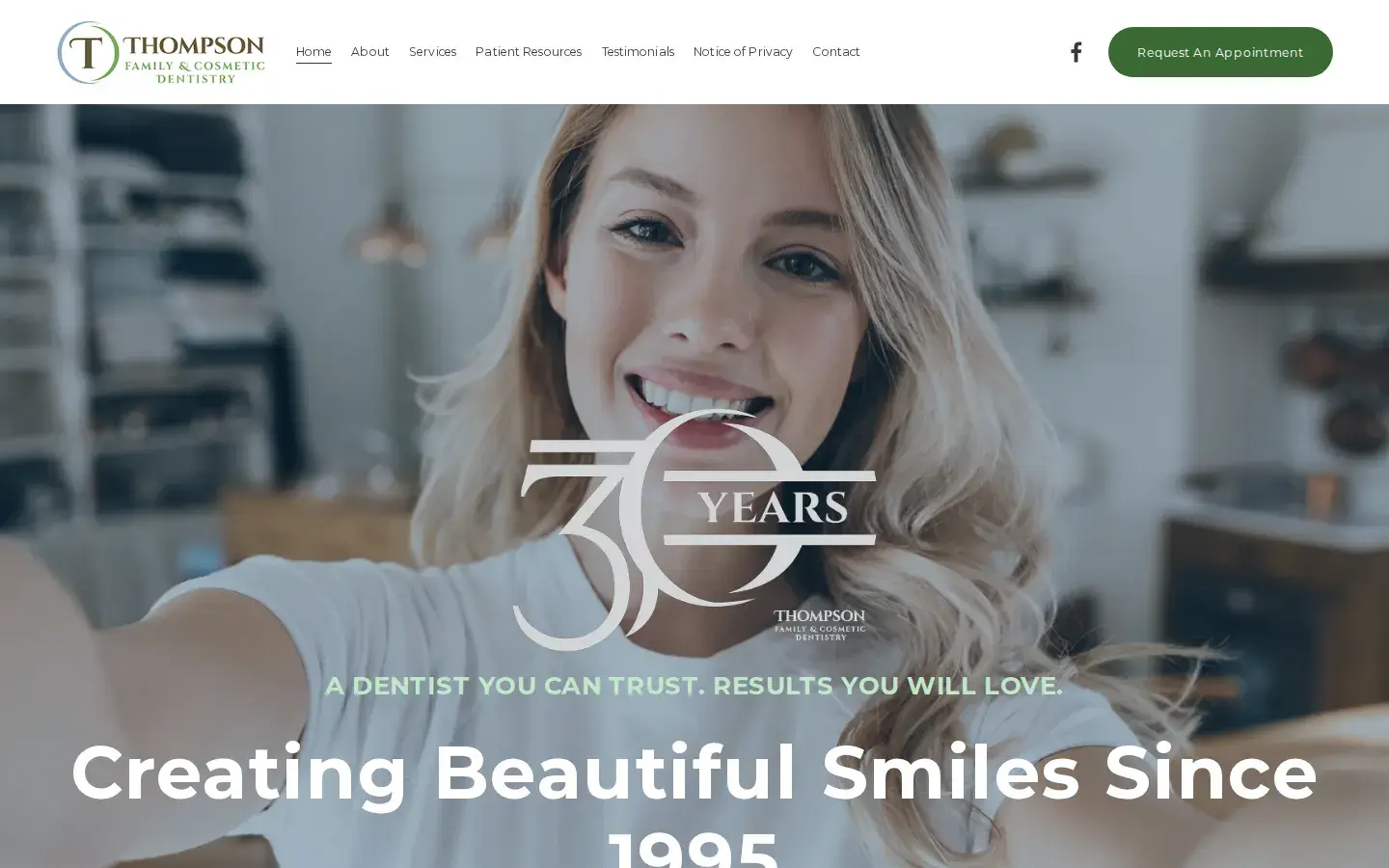 Homepage preview of Thompson Family and Cosmetic Dentistry