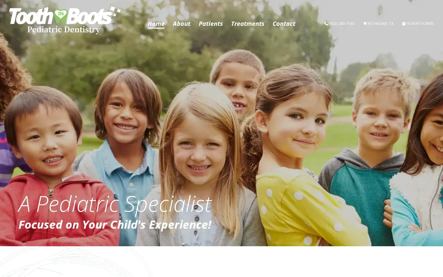 Homepage preview of Tooth In Boots Pediatric Dent.