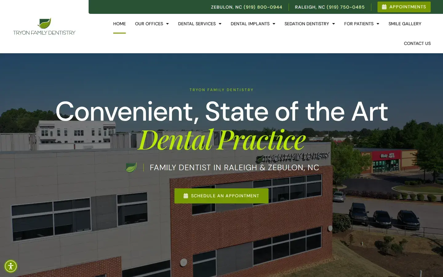 Homepage preview of Tryon Family Dentistry