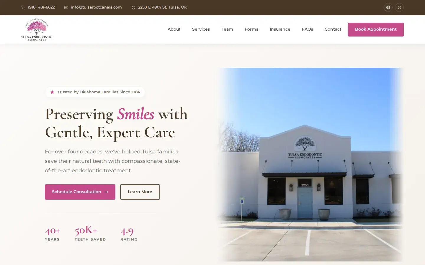 Homepage preview of Tulsa Endodontic Associates - Dr. Amy Stone