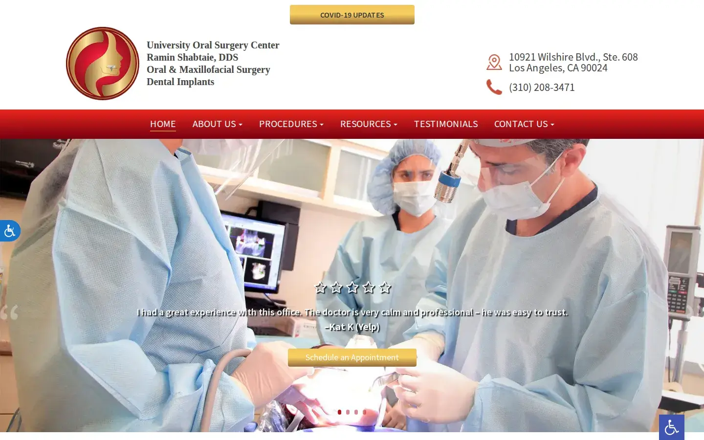 Homepage preview of University Oral Surgery Center