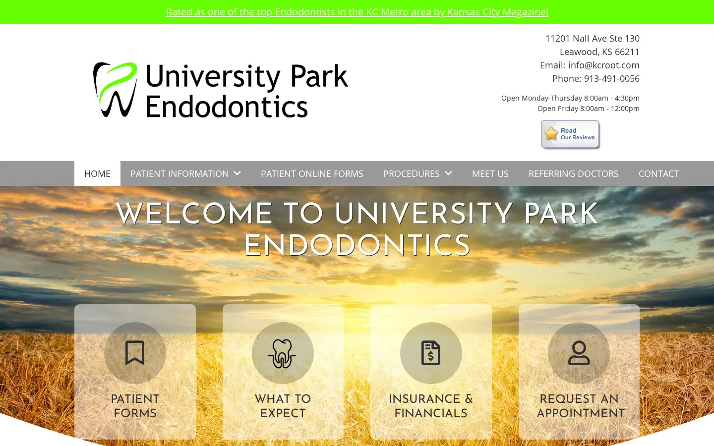 Homepage preview of University Park Endodontics