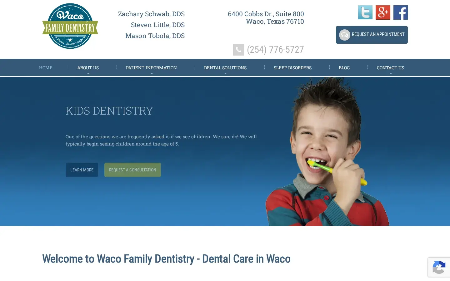Homepage preview of Waco Family Dentistry