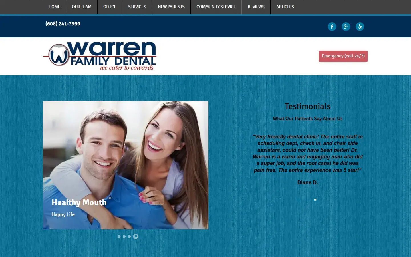 Homepage preview of Warren Family Dental
