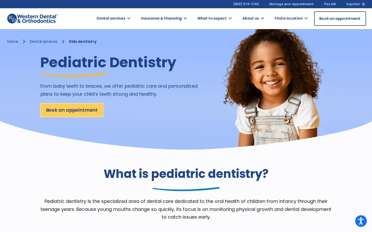 Homepage preview of Western Dental Kids