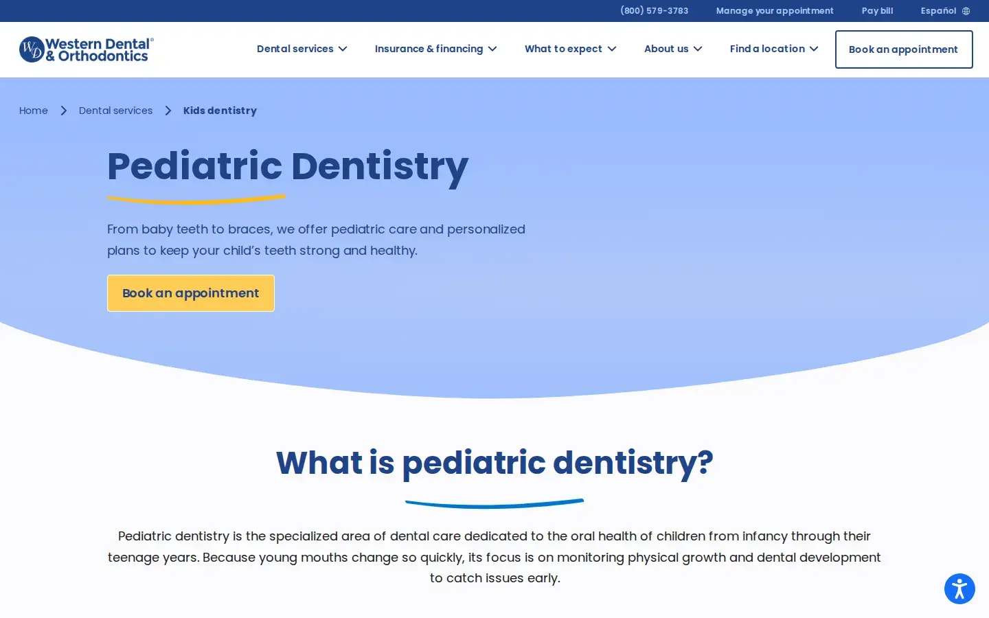 Homepage preview of Western Dental Kids