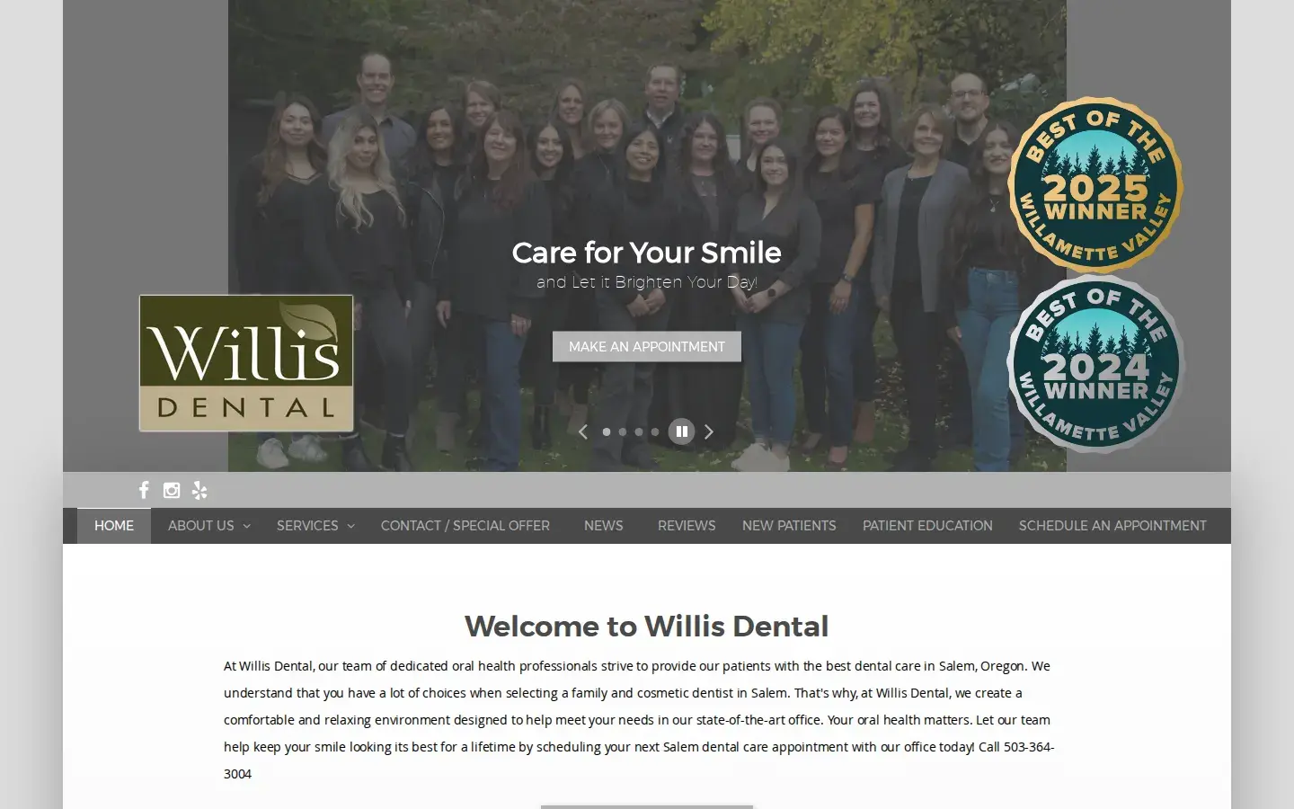 Homepage preview of Willis Dental