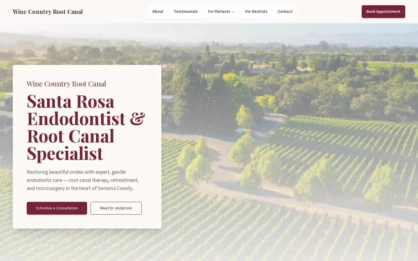 Homepage preview of Wine Country Root Canal