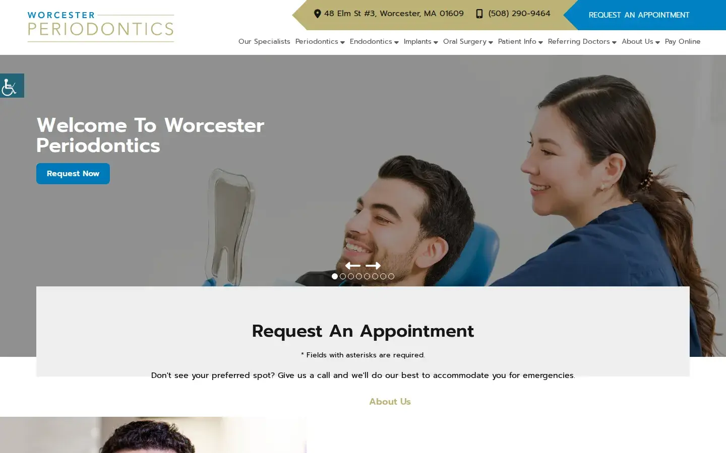 Homepage preview of Worcester Periodontics
