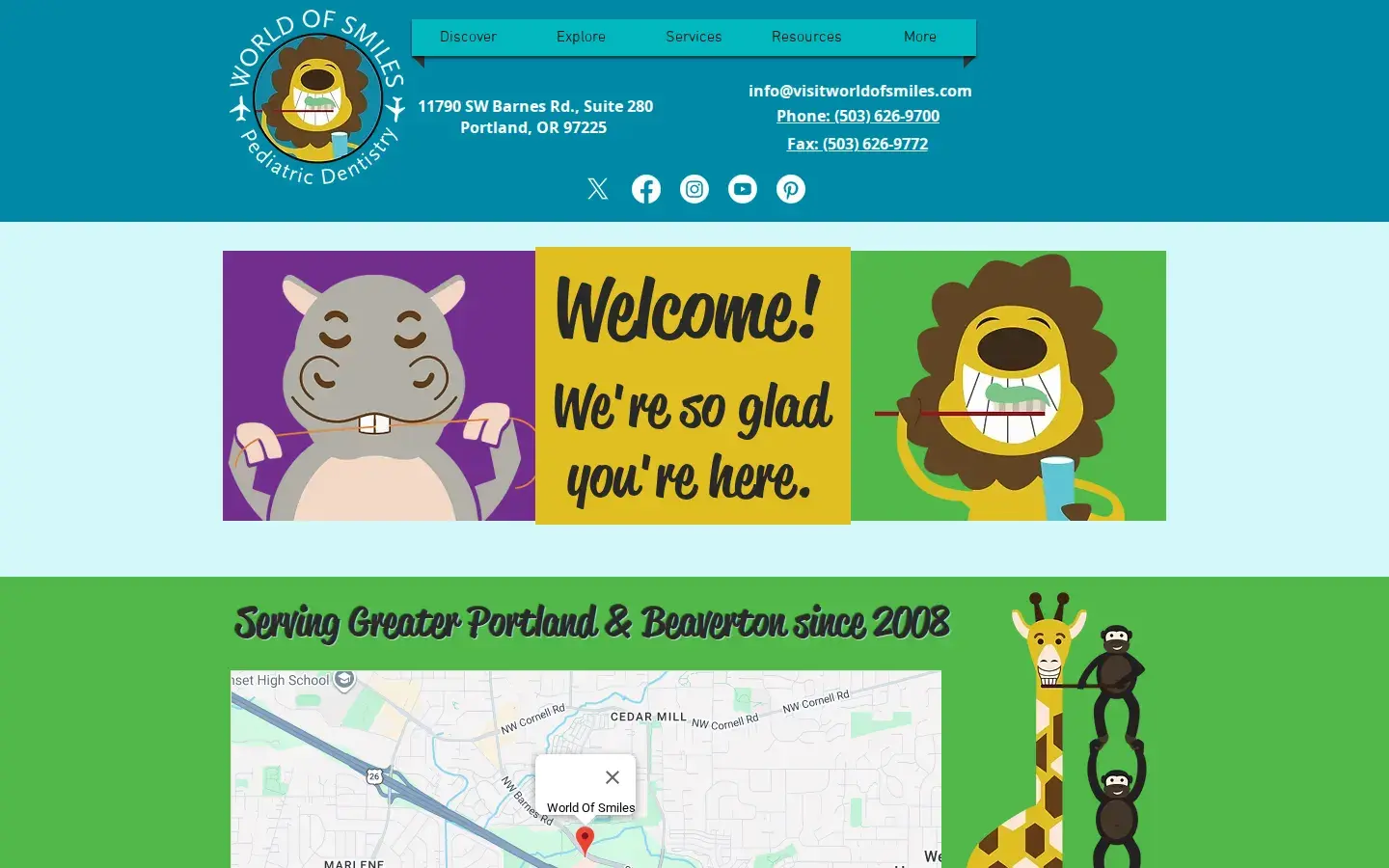 Homepage preview of World of Smiles Pediatric Dentistry