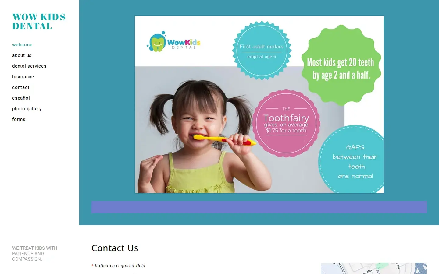 Homepage preview of Wow Kids Dental