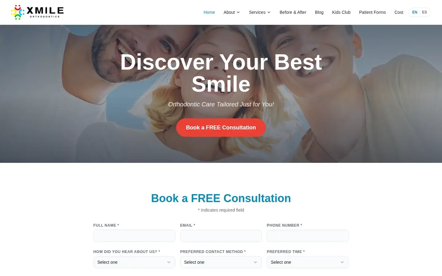 Homepage preview of Xmile Orthodontics