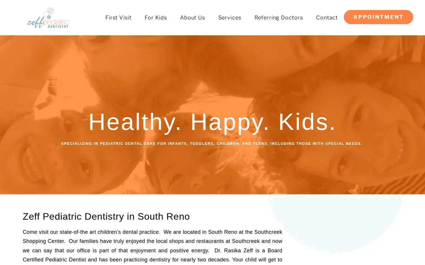 Homepage preview of Zeff Pediatric Dentistry