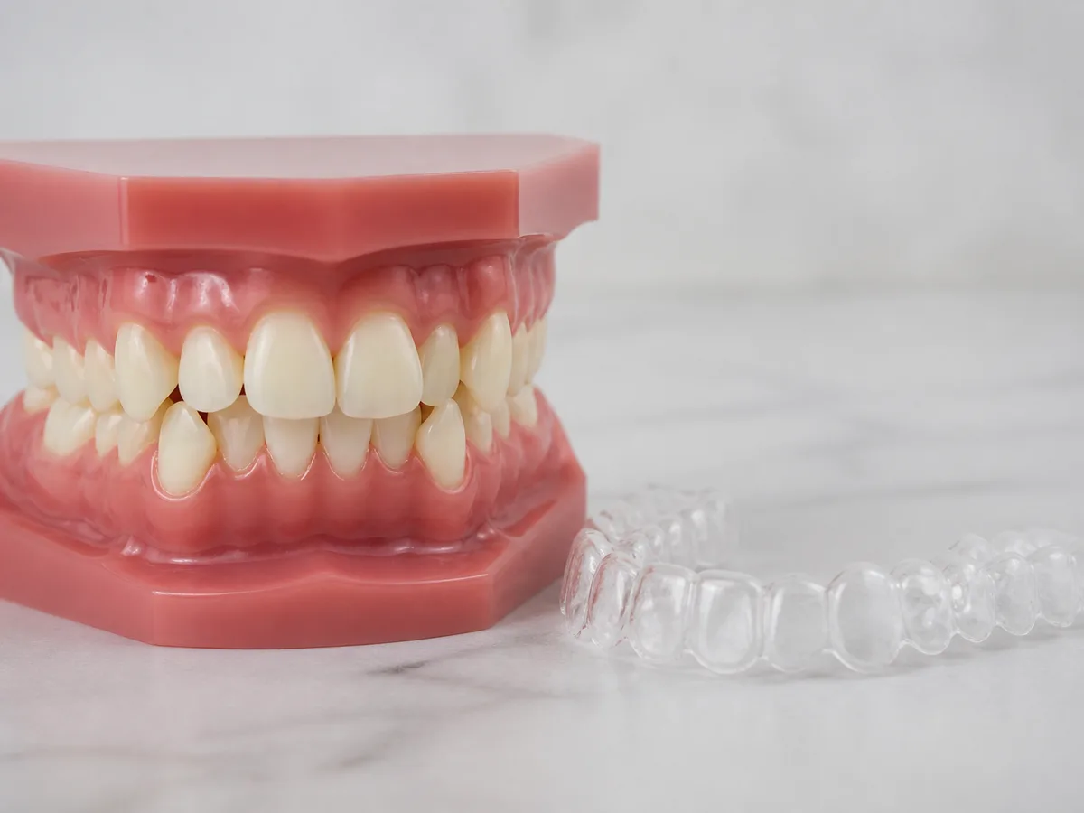 Clinician measuring crowded lower front teeth before clear aligner planning