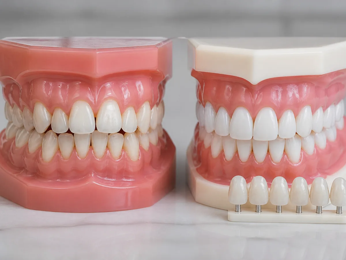 Smile design mockup showing veneers for mildly uneven front teeth