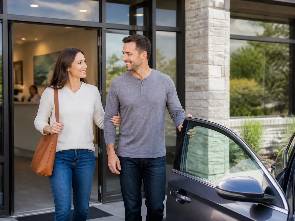 Calendar note and rideshare plan labeled for oral surgery sedation day with no driving