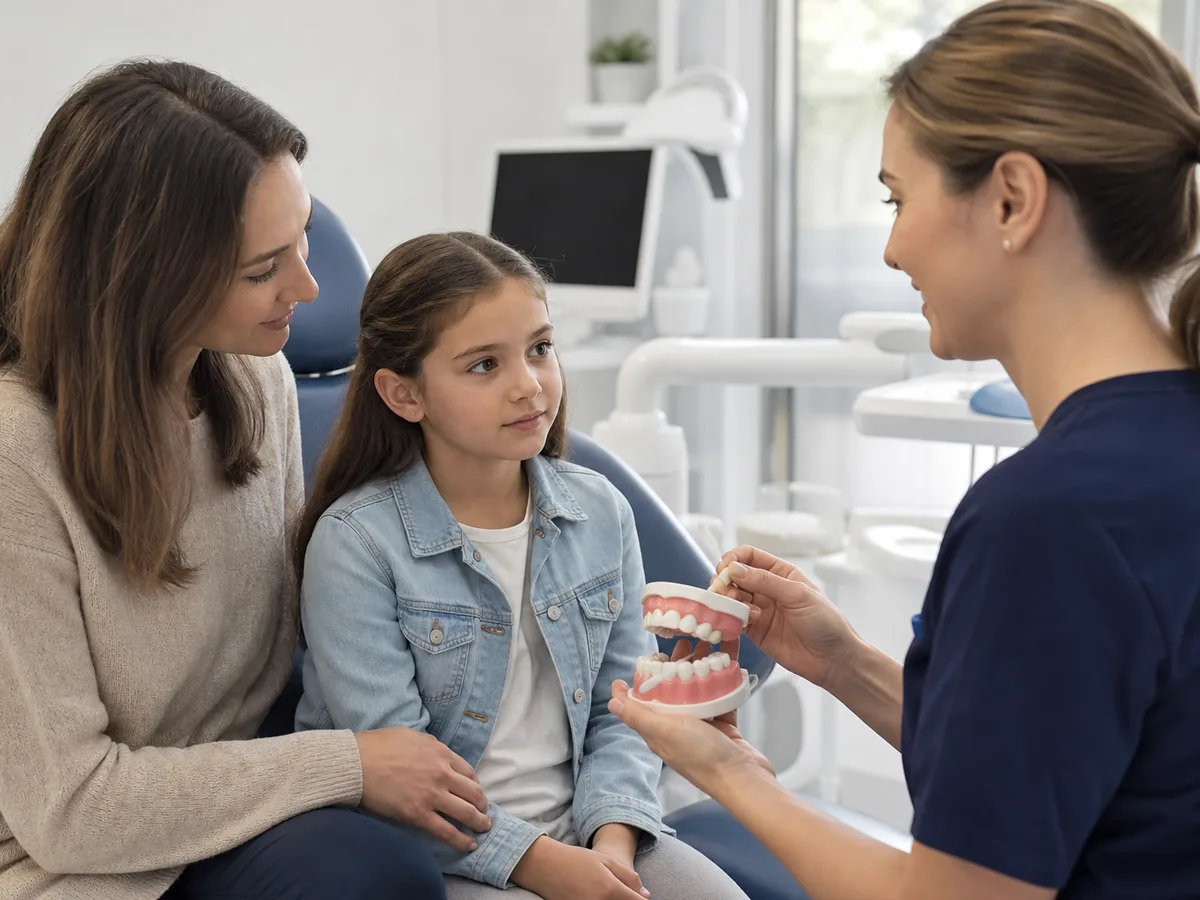 Parent holding a knocked-out tooth by the crown instead of the root