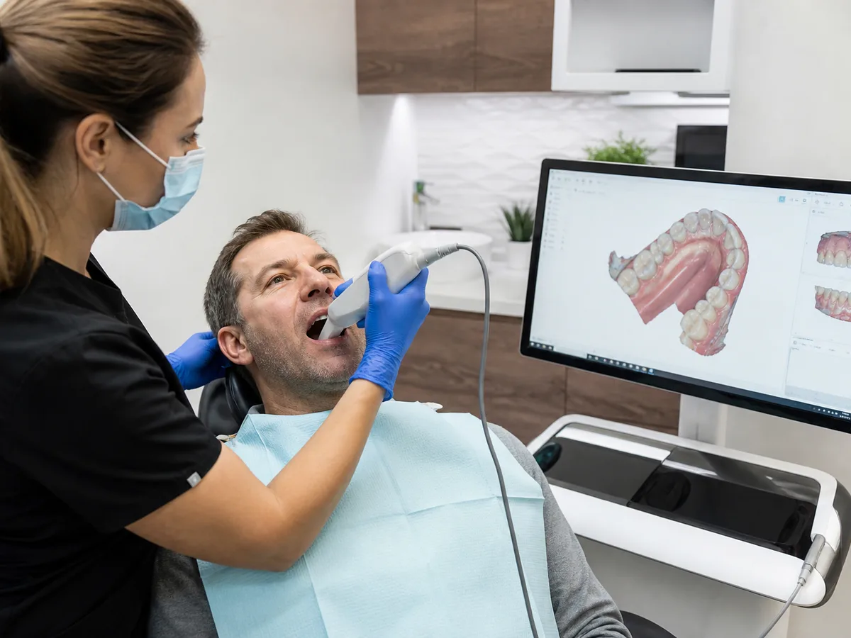 Dentist outlining oral appliance next steps on a treatment timeline after a consultation