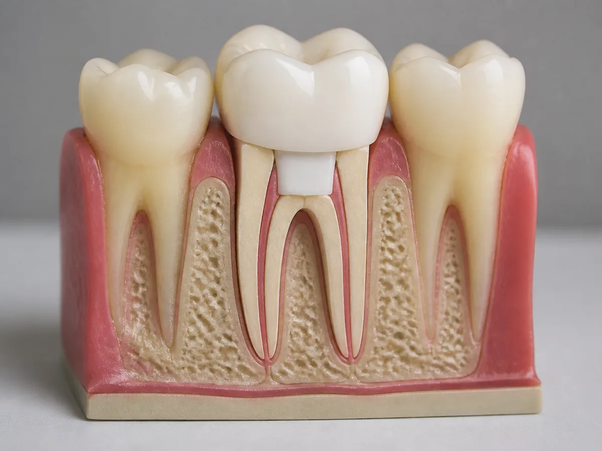 Shade guide and crown model used after root canal treatment