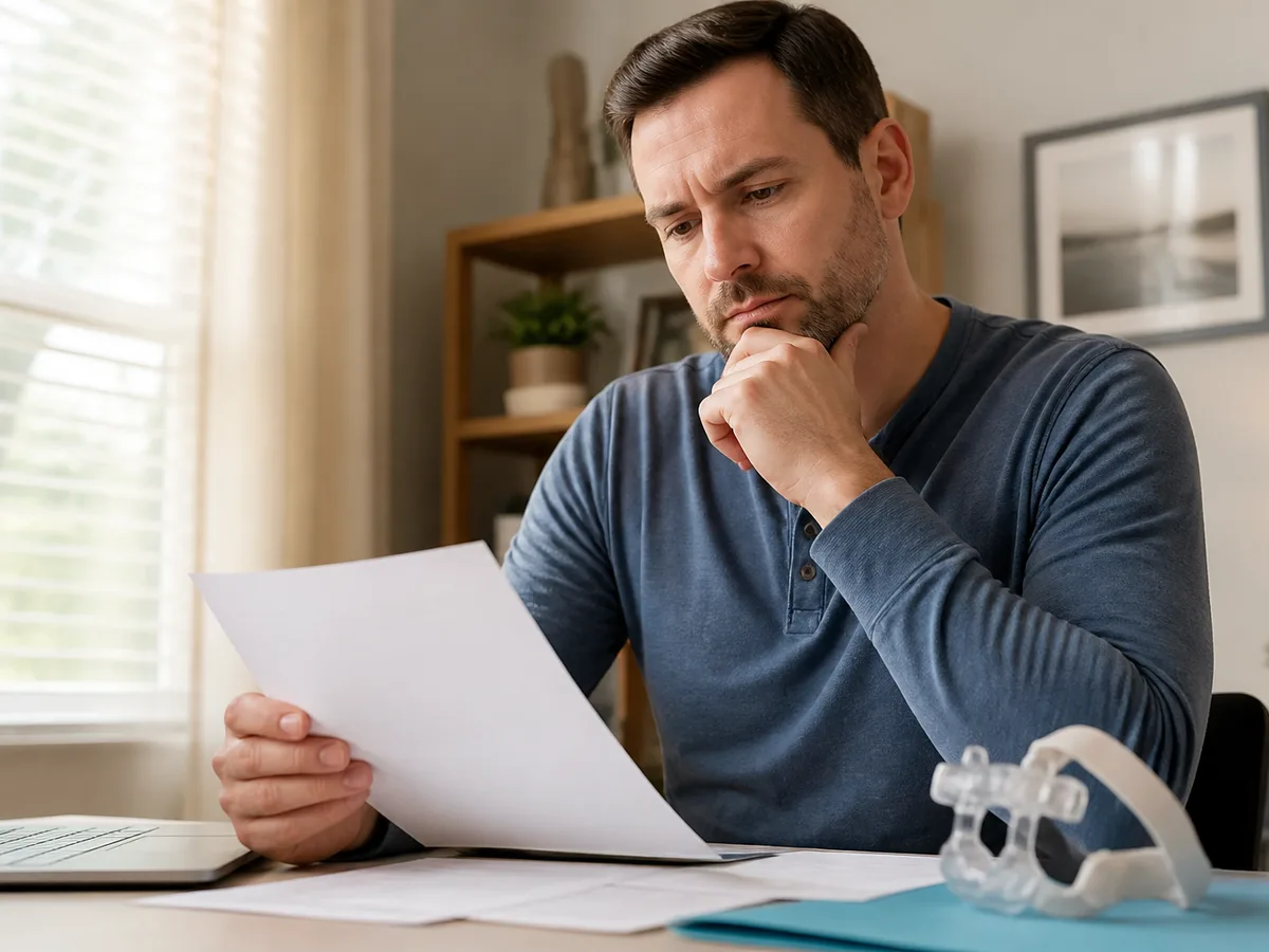 Folder of sleep-study results and insurance forms prepared for oral appliance prior authorization
