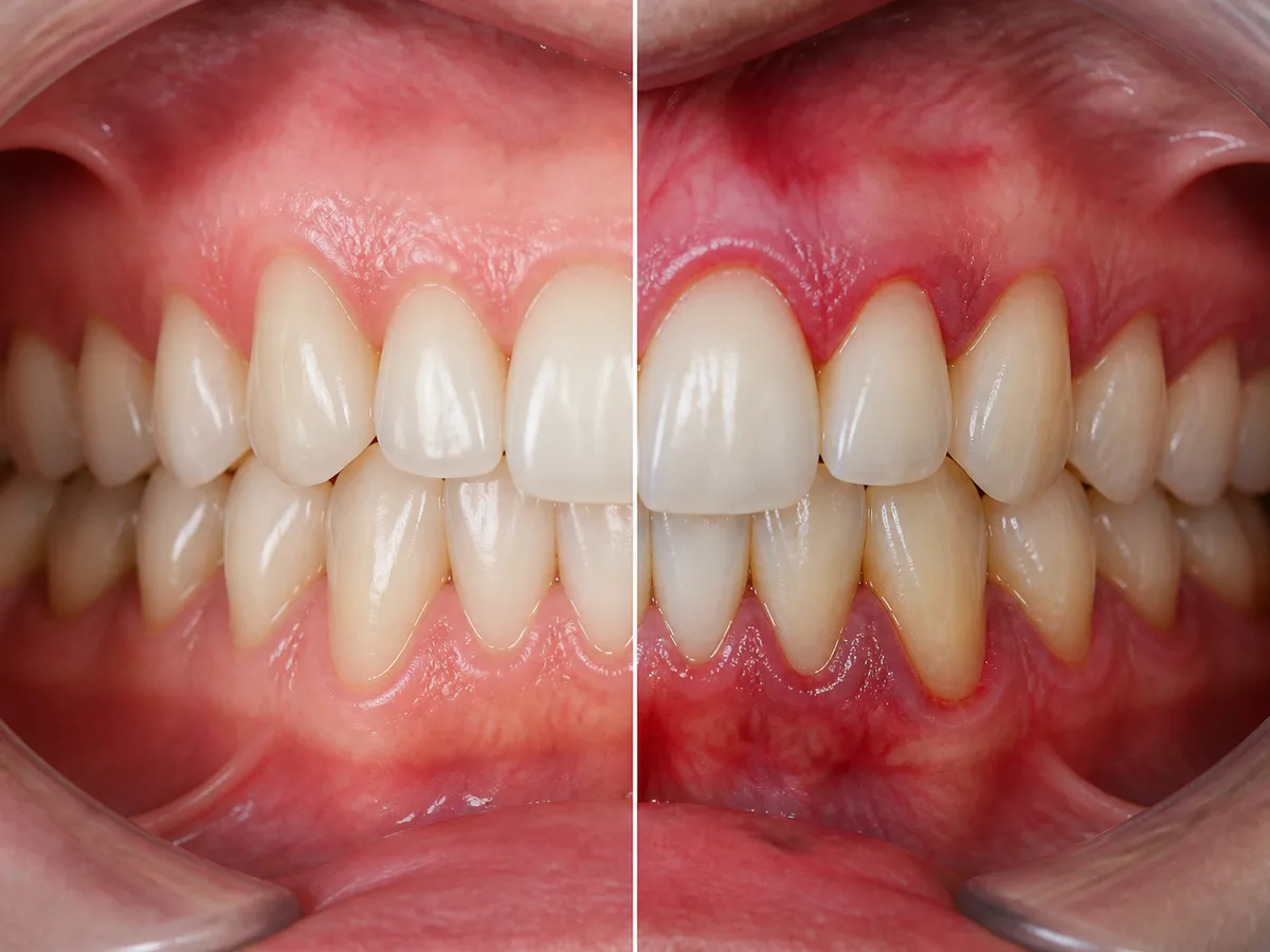 Patient receiving tobacco cessation handout after periodontal exam