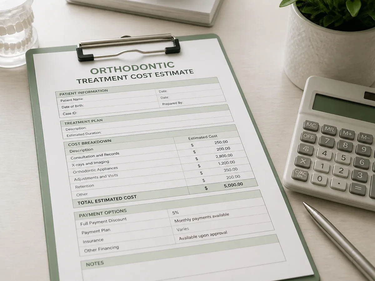 Financial coordinator reviewing a braces estimate with a patient